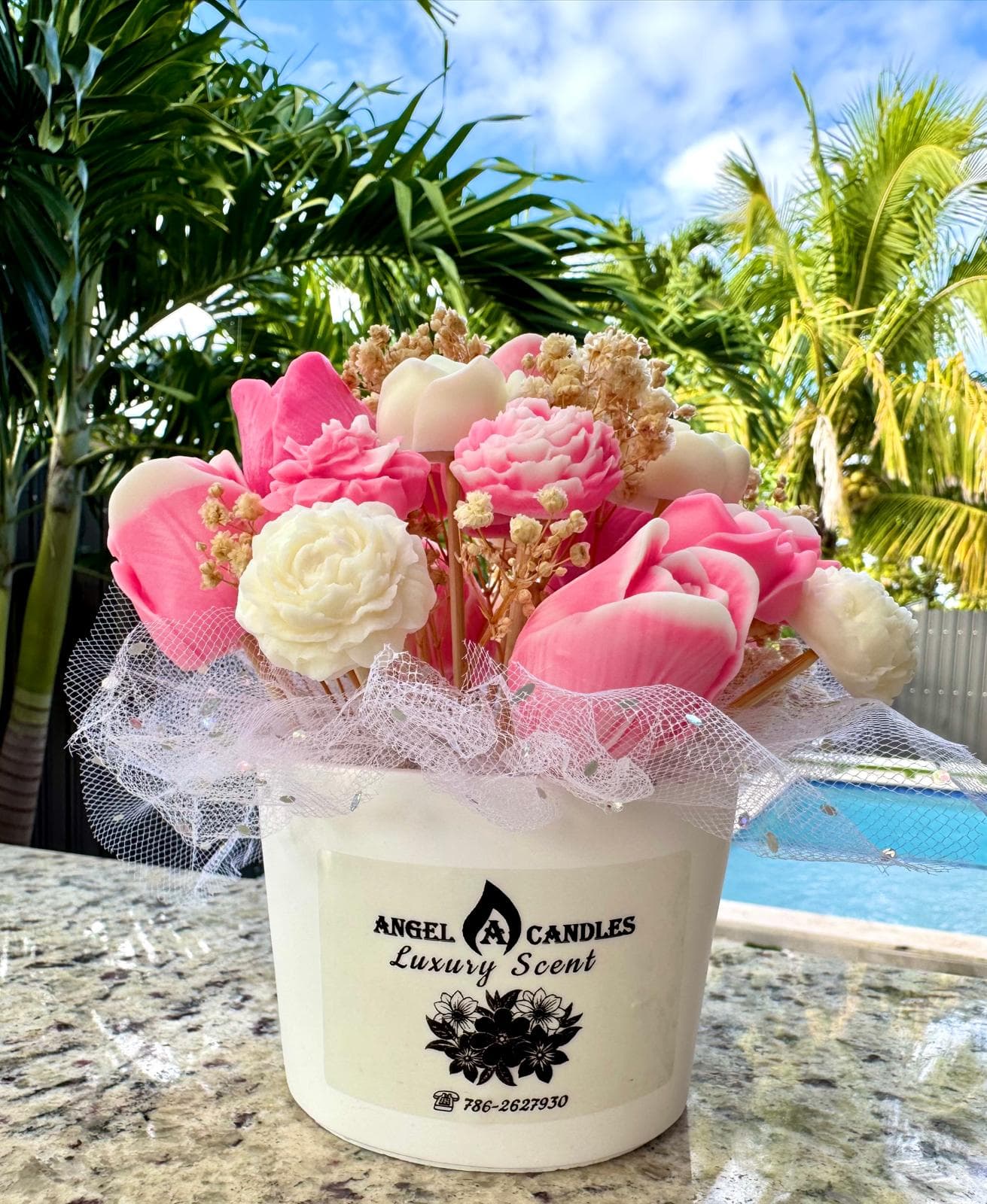 Angel A Candles Luxury Scent floral bouquet candle arrangement