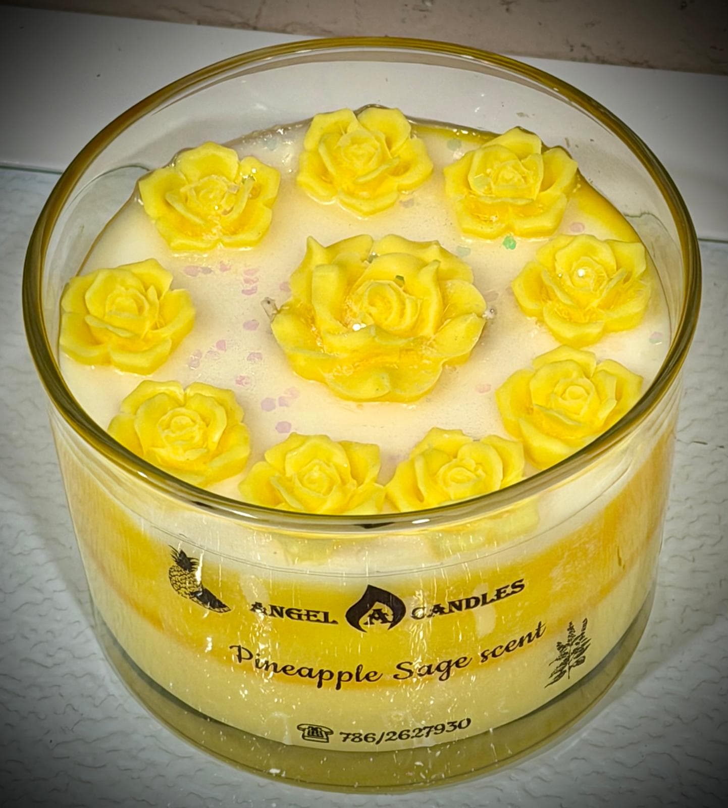 Angel A Candles Pineapple Sage Scent Rose-Top Jar Candle