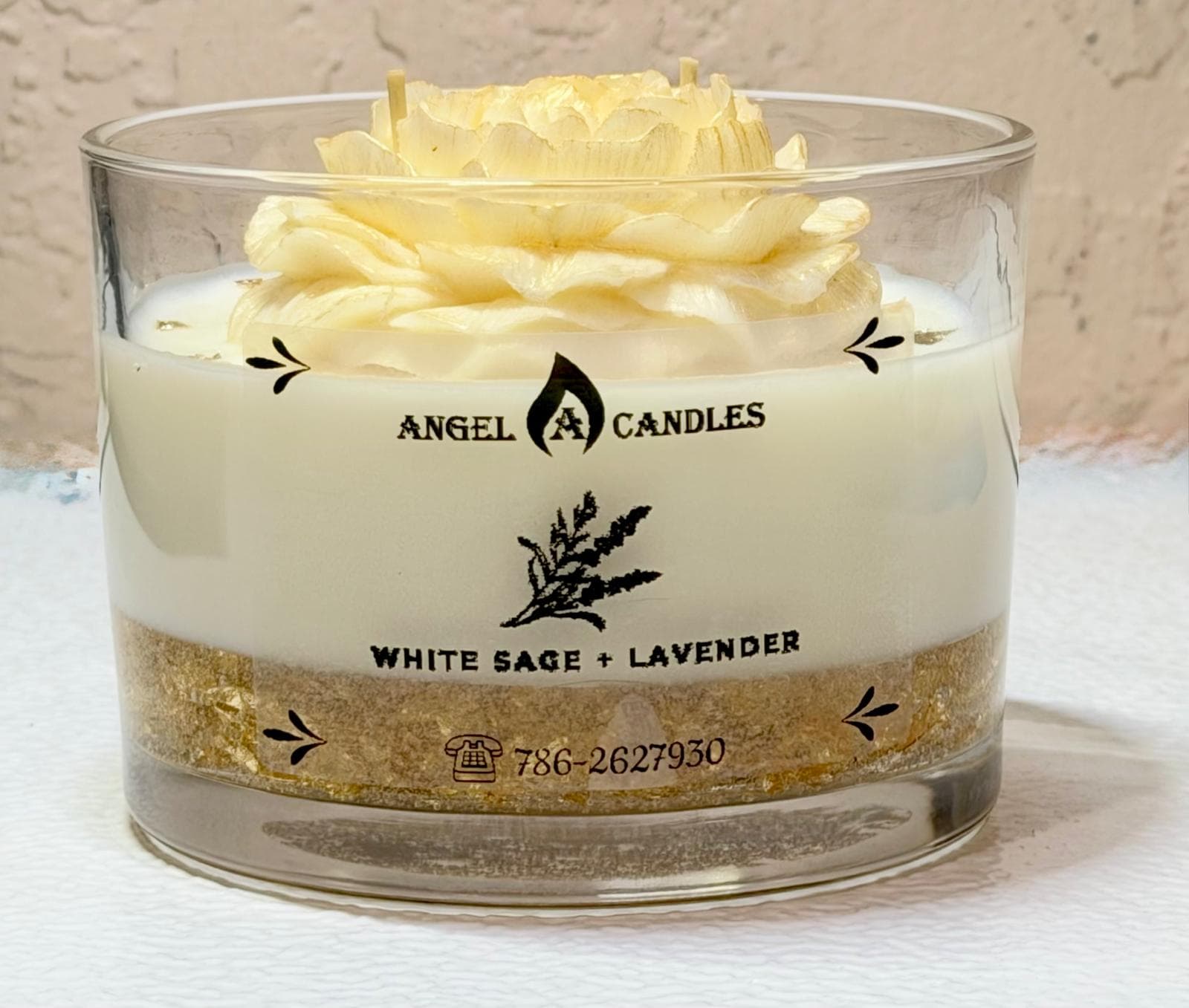 Angel A Candles White Sage + Lavender Flower Jar Candle