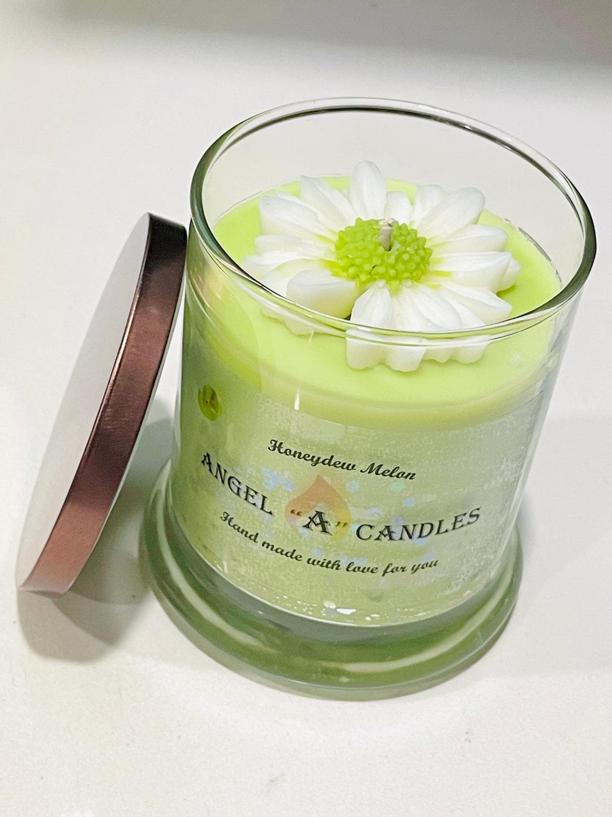 Angel A Candles Honeydew Melon Flower Jar Candle